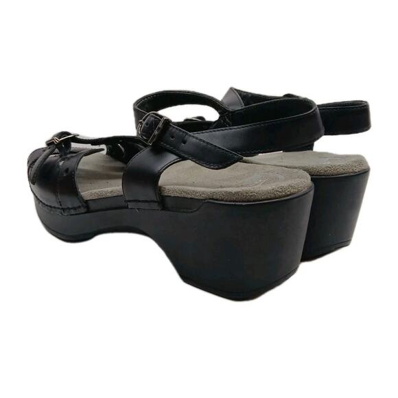 Dansko Sissy Womens Size EU 40 US 9.5-10 Black Leather Slingback Wedge Sandals - Picture 4 of 6